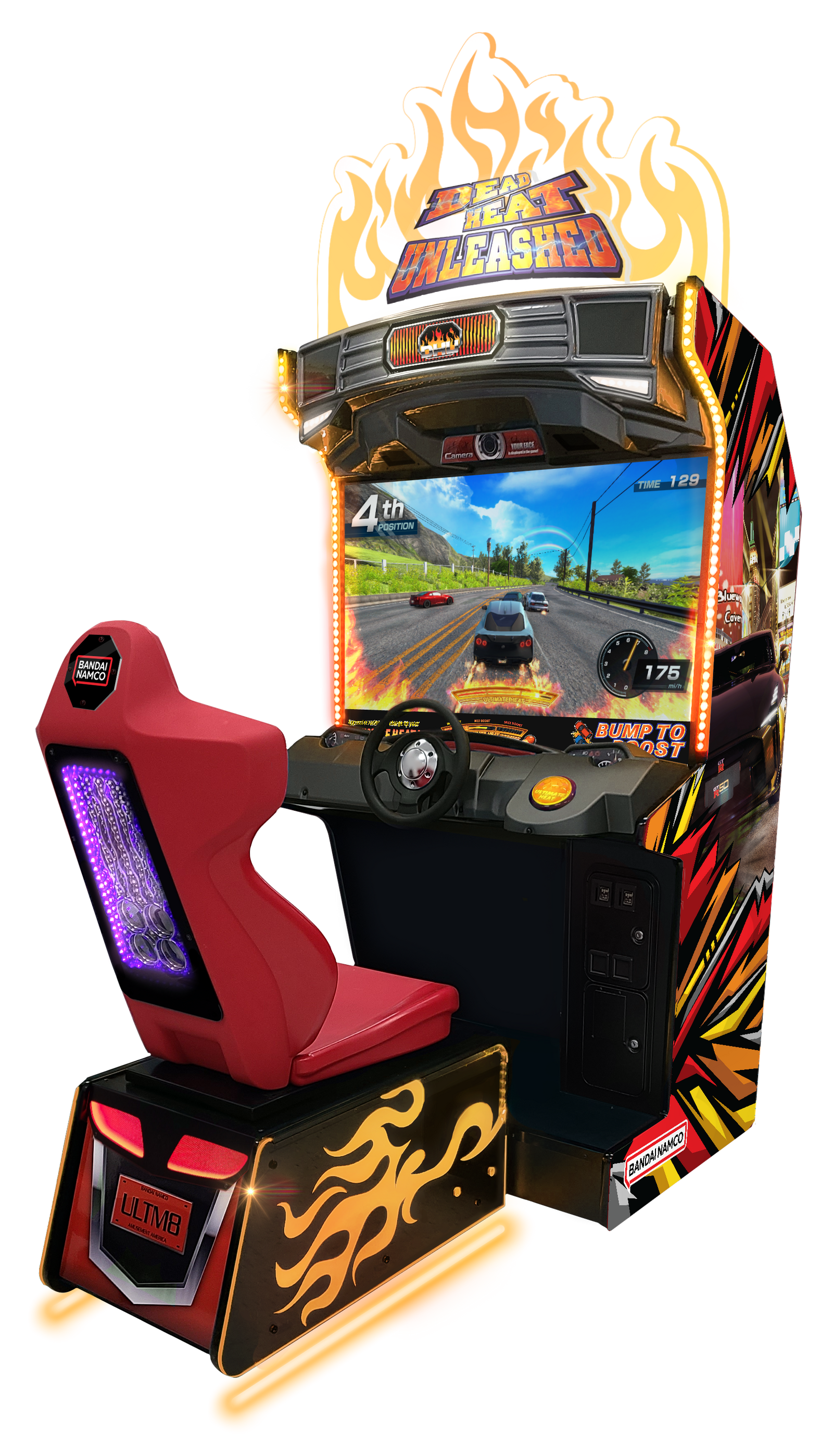 Namco Dead Heat Unleashed Arcade Game Machine - 4 Player Linkable Street Racing | 43" HD Screen | LED Cabinet | Ultimate Heat Boost | Licensed Cars.