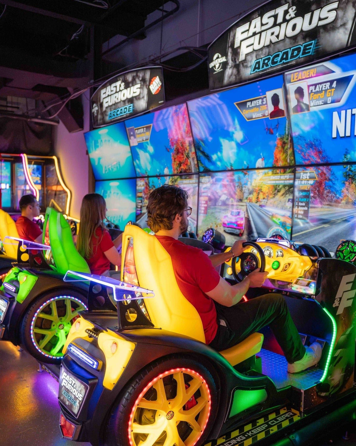 Fast & Furious Thrill’D Motion Arcade – Dual 65" UHD Screens | 1–8 Player Multiplayer | Single Unit by Raw Thrills - Arcade
