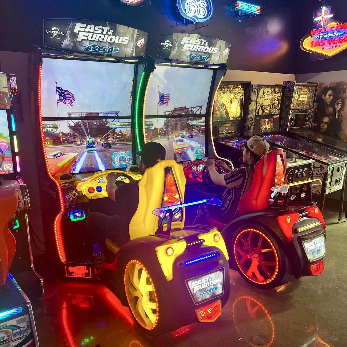 Fast and Furious arcade racing machine 43 inch standard cabinet with LED cockpit and dual UHD displays