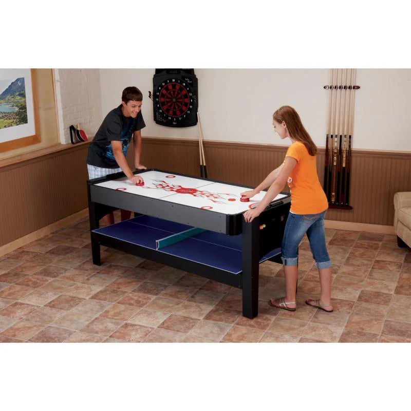 Fat Cat 3-in-1 6-foot flip multi-game table with billiards, table tennis, and air hockey surfaces