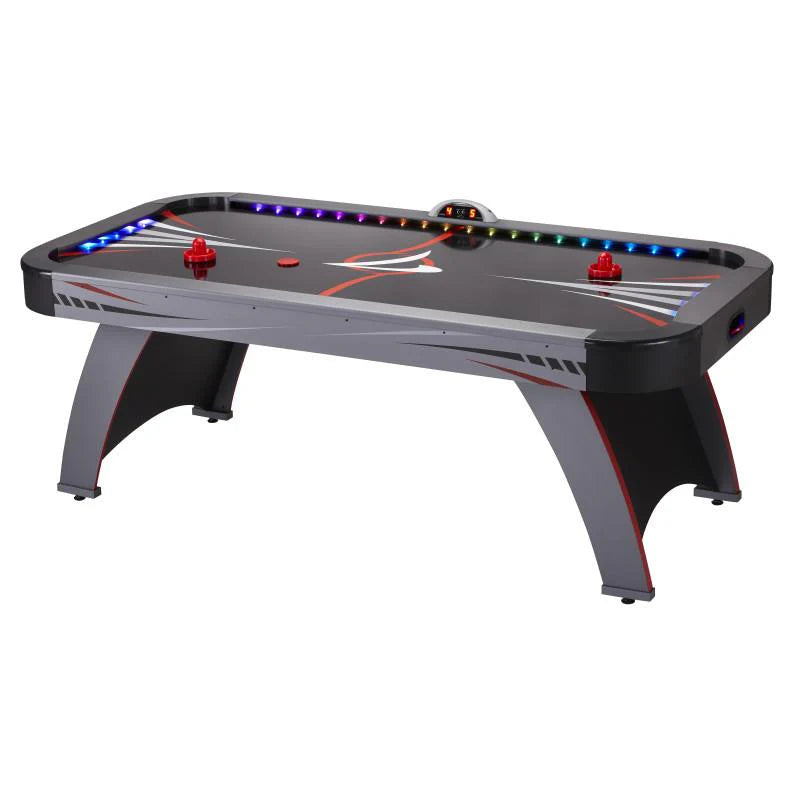 Fat Cat Volt LED illuminated air hockey table with light-up playfield