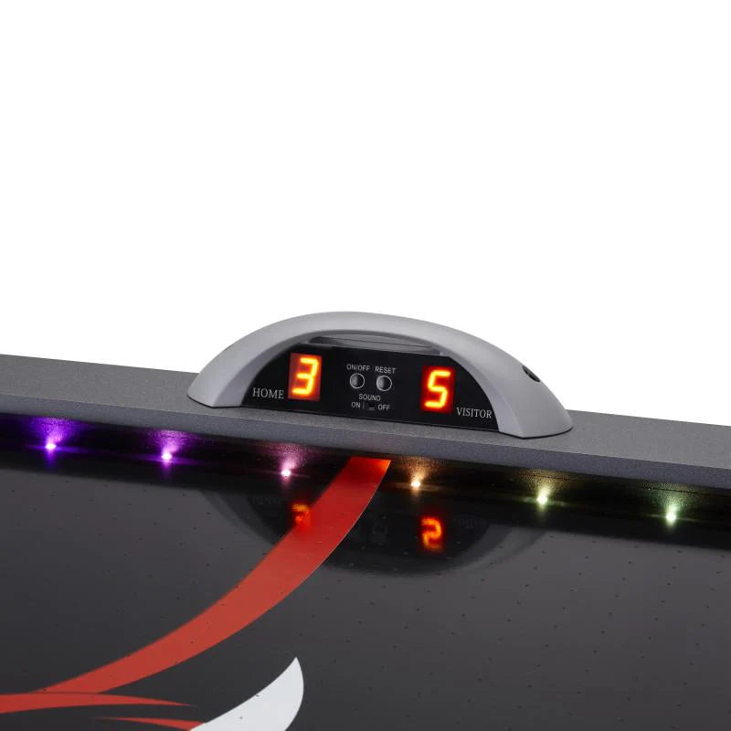 Fat Cat Volt LED illuminated air hockey table with light-up playfield