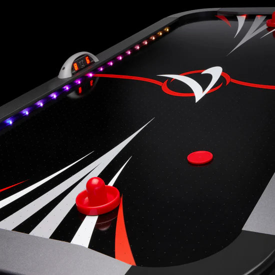 Fat Cat Volt LED illuminated air hockey table with light-up playfield