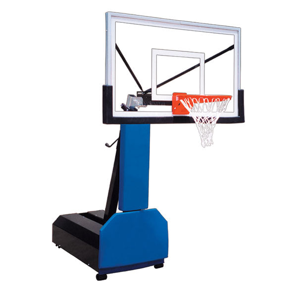 Fury portable adjustable basketball hoop with tempered glass backboard for indoor and outdoor use