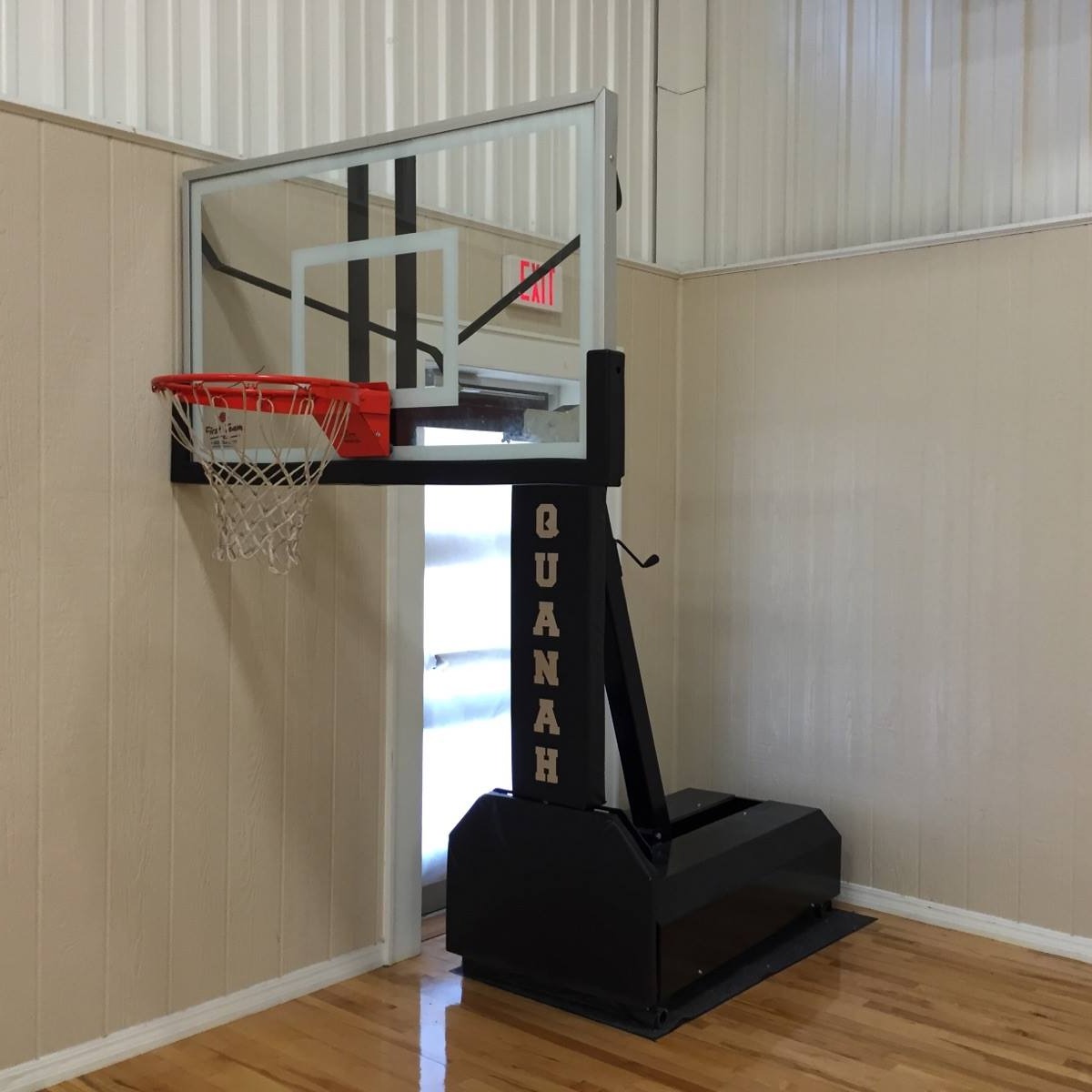 Fury portable adjustable basketball hoop with tempered glass backboard for indoor and outdoor use