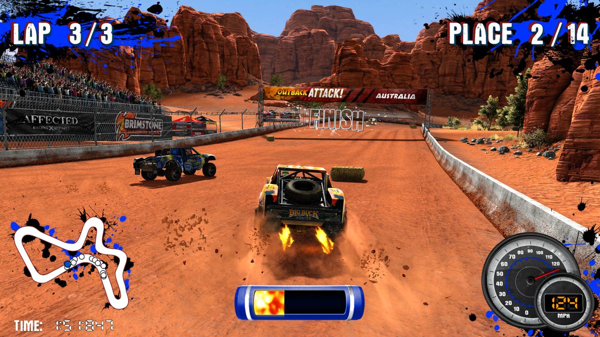 Nitro Trucks Arcade Machine – Monster Truck Racing Game | 1-8 Player Linked Cabinets | 43&quot; HD Display | Force Feedback Steering | Raw Thrills Off-Road Arcade.