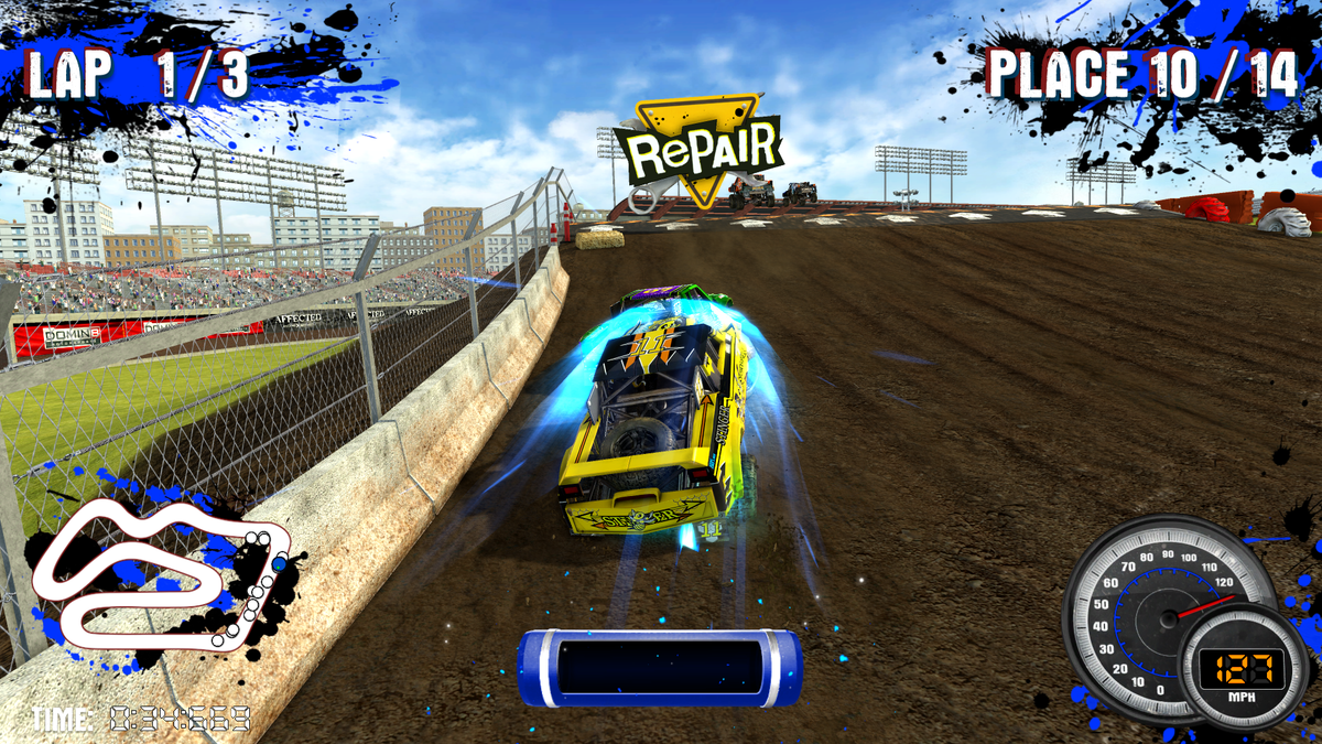 Nitro Trucks Arcade Machine – Monster Truck Racing Game | 1-8 Player Linked Cabinets | 43&quot; HD Display | Force Feedback Steering | Raw Thrills Off-Road Arcade.