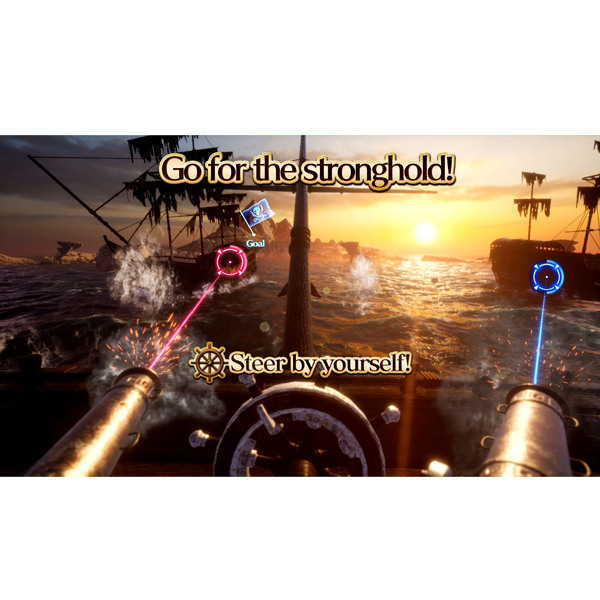 Namco GoldStorm Pirates Arcade Game Machine – 2 Player Motion Rail Shooter | 65&quot; HD Screen | Recoil Guns &amp; Pirate Wheel | Sequel to Deadstorm Pirates.