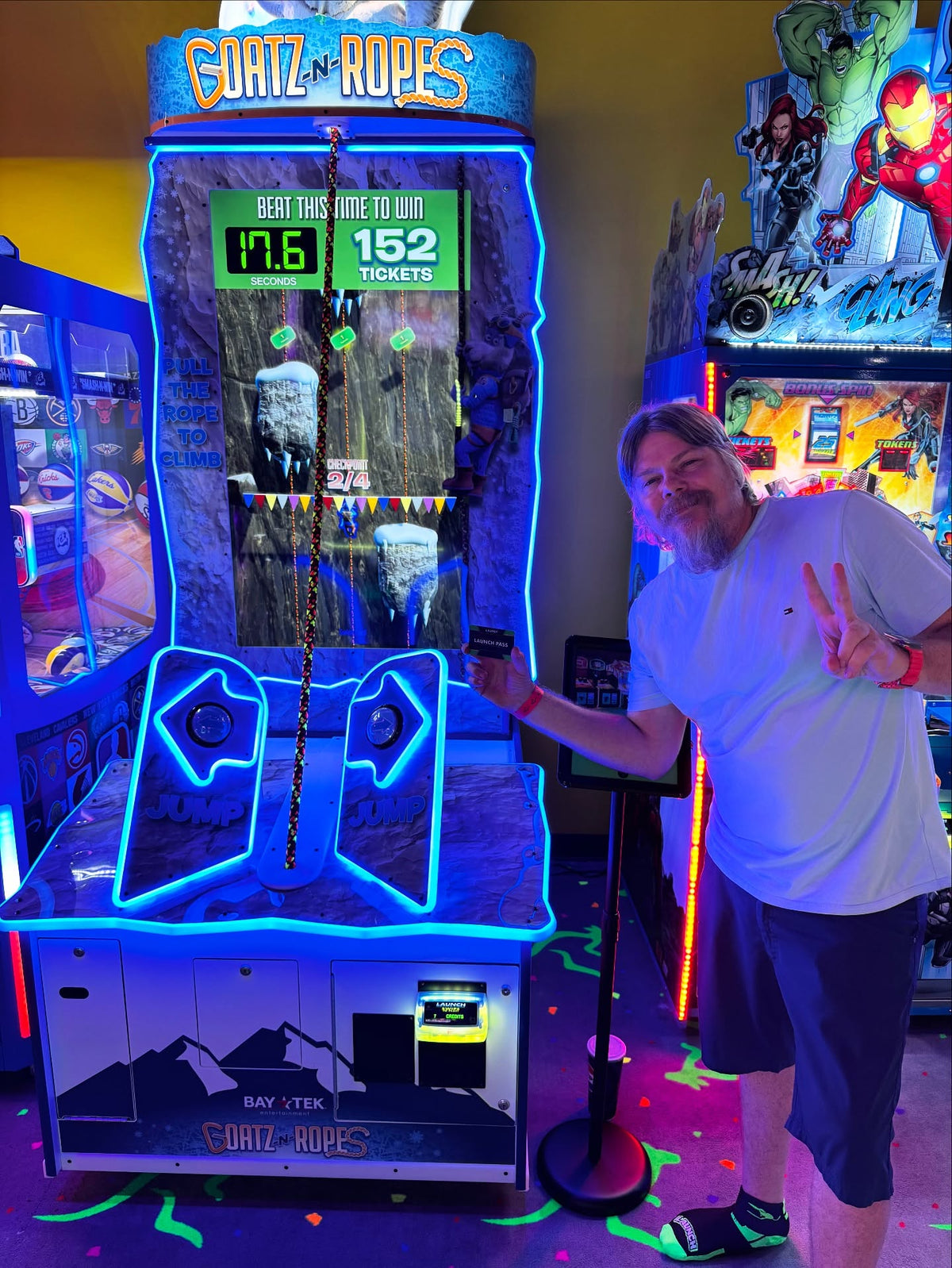 Goatz N Ropes 1-player rope climbing arcade machine with goat-themed graphics and ticket redemption gameplay