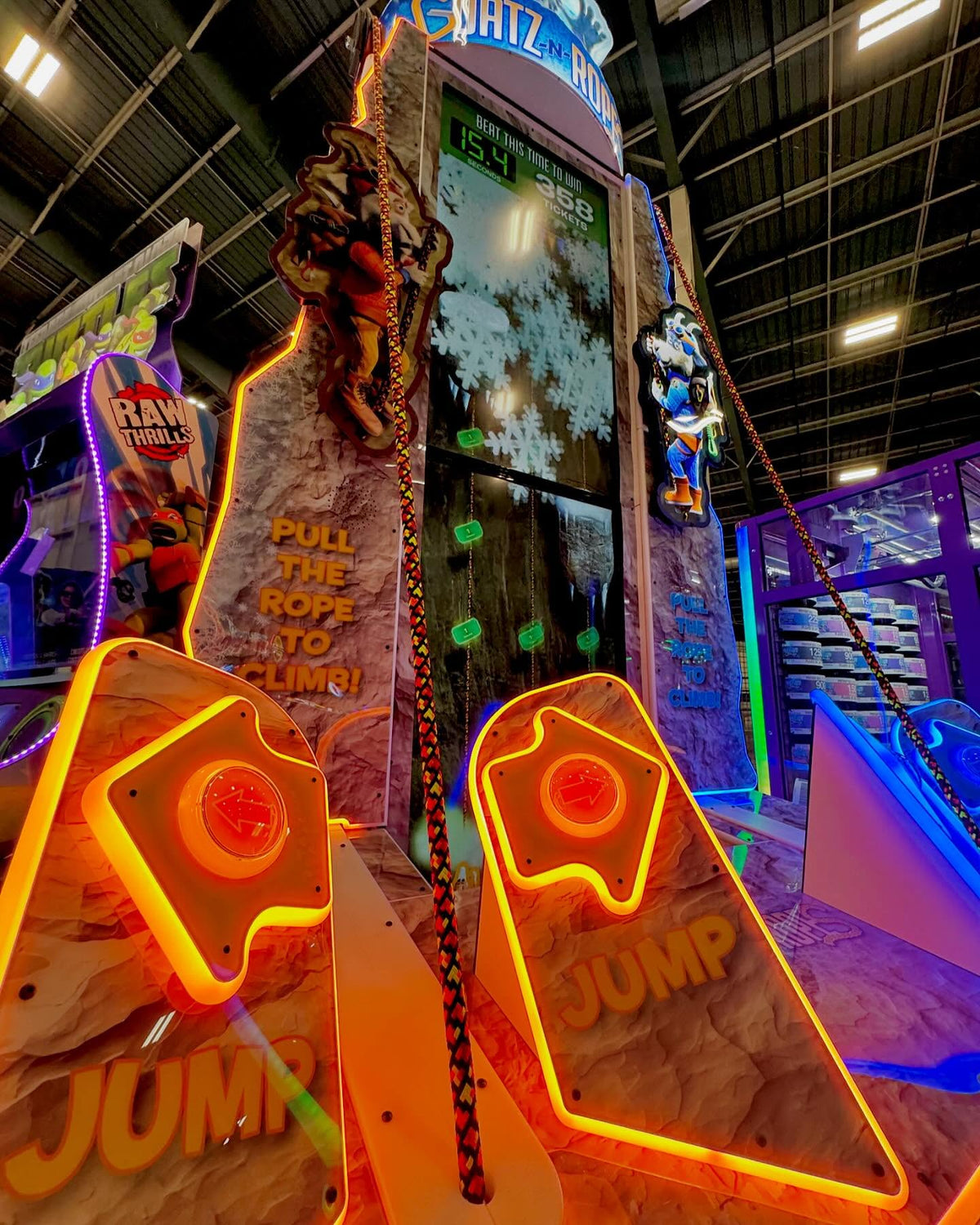 Goatz N Ropes 1-player rope climbing arcade machine with goat-themed graphics and ticket redemption gameplay