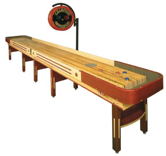 Grand Champion shuffleboard table featuring limited edition design, high-quality materials, and precision gameplay surface