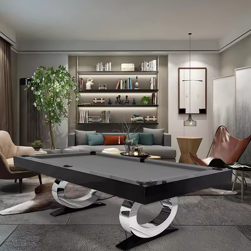 Daphne Modern Luxury Billiards Table – Solid Hardwood Slate Pool Table | Leather Drop Pockets | Matte or High-Gloss Finish.