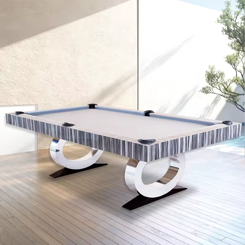 Daphne Modern Luxury Billiards Table - Solid Hardwood Slate Pool Table | Leather Drop Pockets | Matte or High-Gloss Finish.