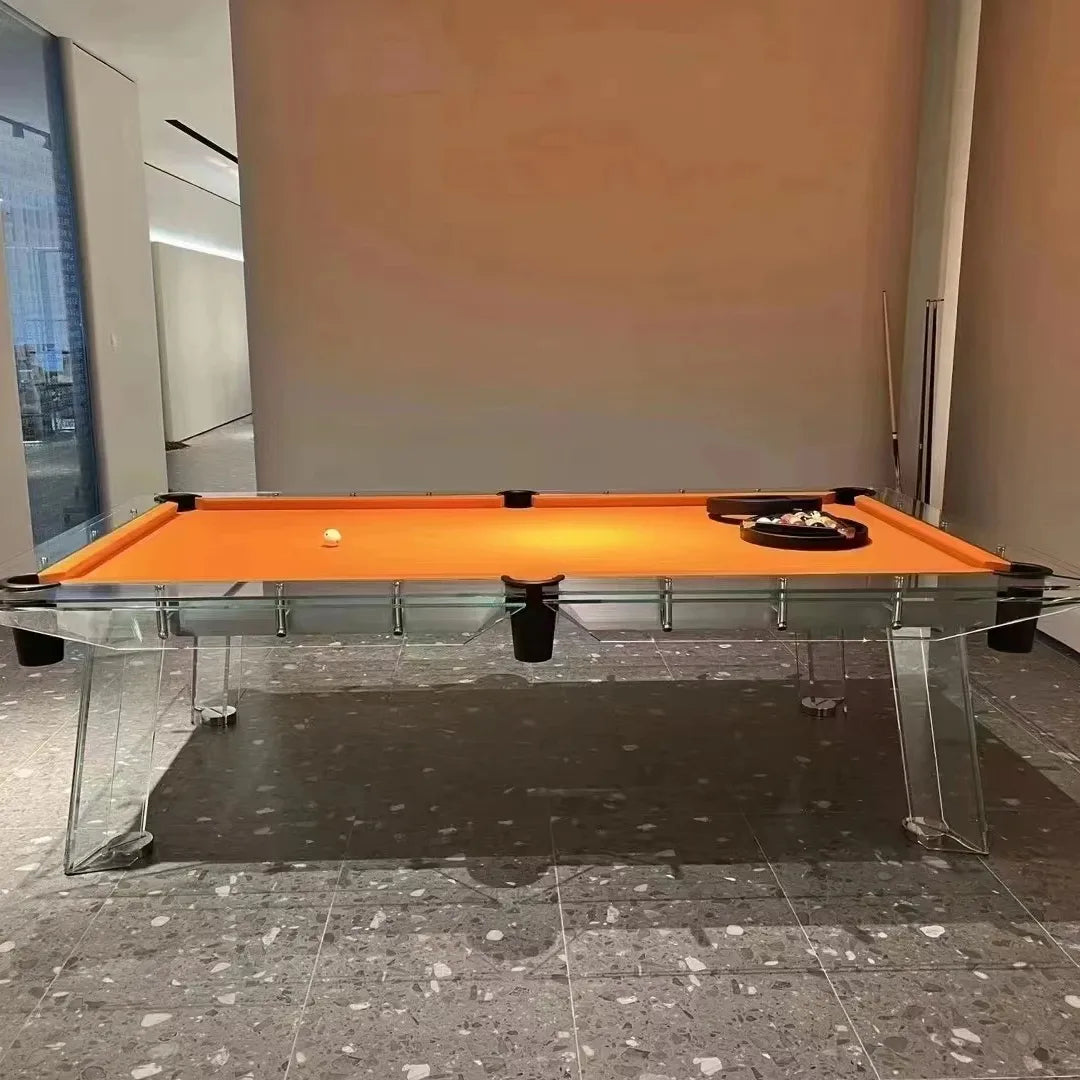 Skylar Glass Frame Slate Pool Table | Modern Luxury Billiards | Black Playfield.