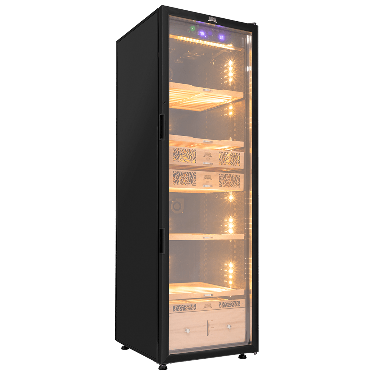 Electronic Cigar Humidor Cabinet 2000 - 2500 Capacity Digital Temperature Humidity Control Humidor Supreme 9000 Series by Quality Importers - Humidors
