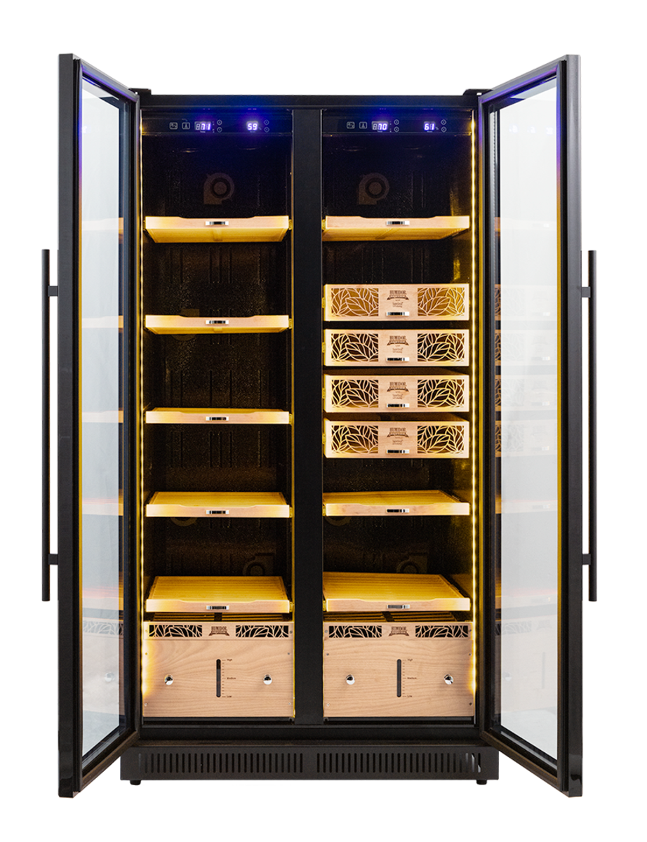 9200 Series Double Door Electronic Humidor Cabinet | 3,700–6,800 Cigar Capacity | Dual Digital Climate Control