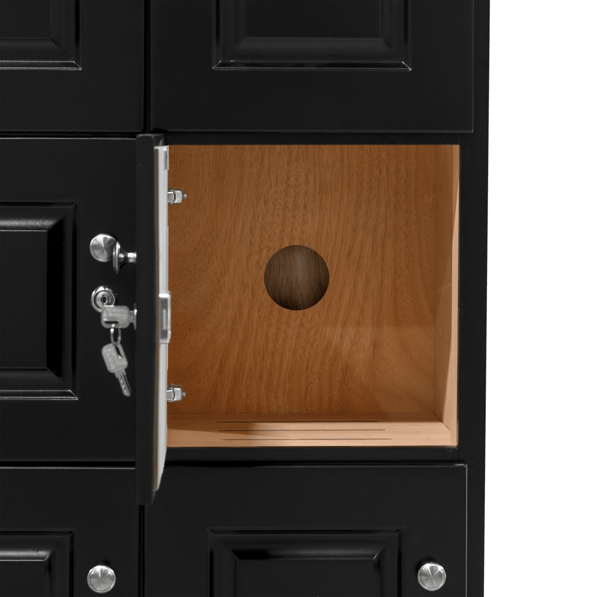 Commercial Cigar Humidor Black Cabinet 5000 Cigar Capacity Locker with Locking Compartments by Quality Importers - Humidors