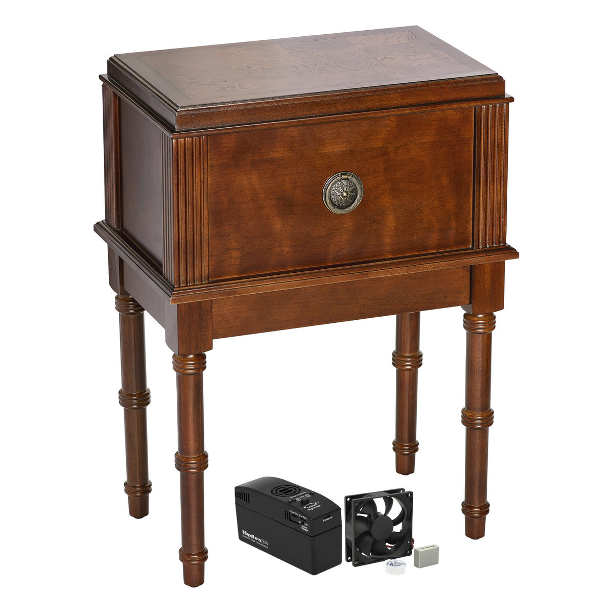 Humidor Supreme 300 Ct. San Marco Antique Table Cigar Humidor, Walnut Finish.