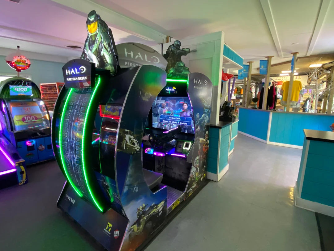 Halo: Fireteam Raven 2-player environmental arcade machine with immersive co-op sci-fi shooter and 55-inch HD display.