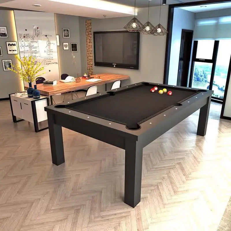 Alpha White Billiards Convertible Dining Pool Table – Modern Solid Hardwood Slate Table | Optional Hydraulic Height Adjustment | Leather Drop Pockets.