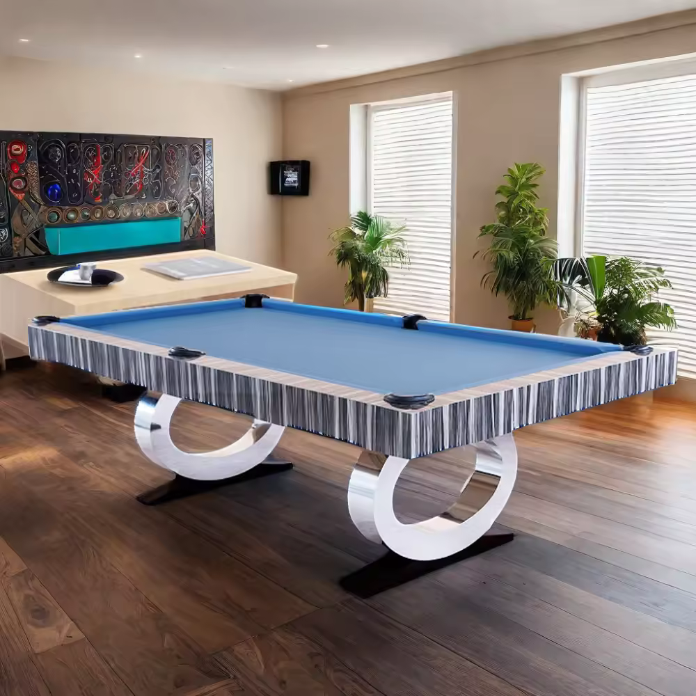 Daphne Modern Luxury Billiards Table – Solid Hardwood Slate Pool Table | Leather Drop Pockets | Matte or High-Gloss Finish.