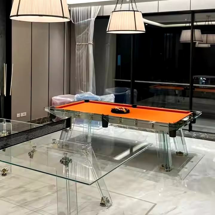 Skylar Glass Frame Slate Pool Table | Modern Luxury Billiards | Black Playfield.