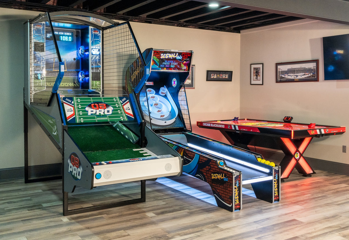 Home Quarterback Pro Football Arcade Game with 4-player quarterback challenge, pop-out targets, and QBR leaderboard by ICE Games.