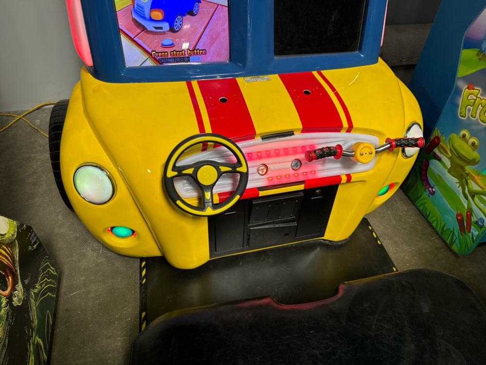 Hot Racers kids' police chase redemption arcade game with child-size racing seat and steering wheel