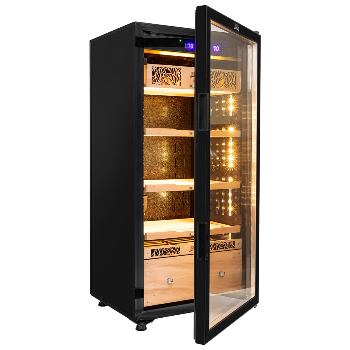 Humidor Supreme 9100 Electronic Humidor Cabinet | 1,000–1,500 Cigar Capacity | Digital Temperature & Humidity Control