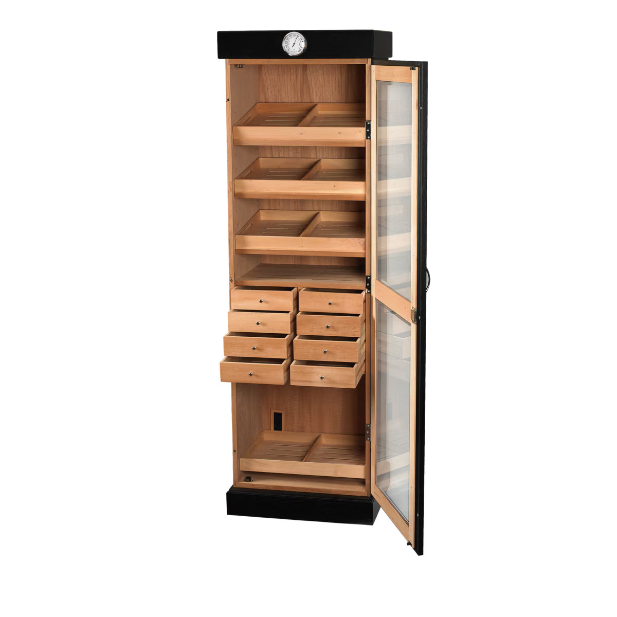 Humidor Supreme tower display humidor with drawers, holds up to 3000 cigars for premium cigar storage