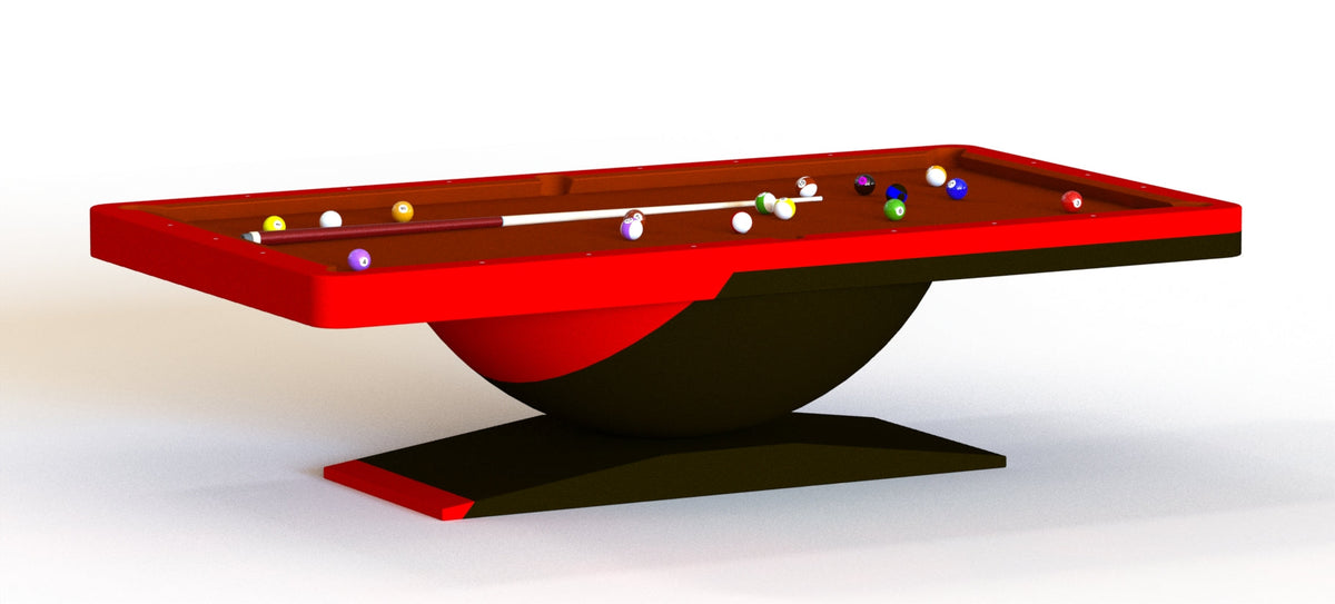 Dome Modern Slate Pool Table – Avant-Garde Designer Billiards Table | 3-Piece Precision Slate | Tuscany Leather Drop Pockets | Hand-Rubbed Lacquer Finish.
