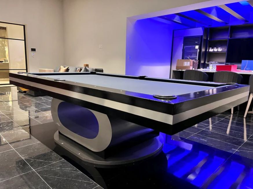 Sierra Modern Luxury Pool Table – Contemporary Slate Billiards Table | Solid Hardwood Frame | 3-Piece Precision Slate | Leather Drop Pockets | Matte or High-Gloss Finish.