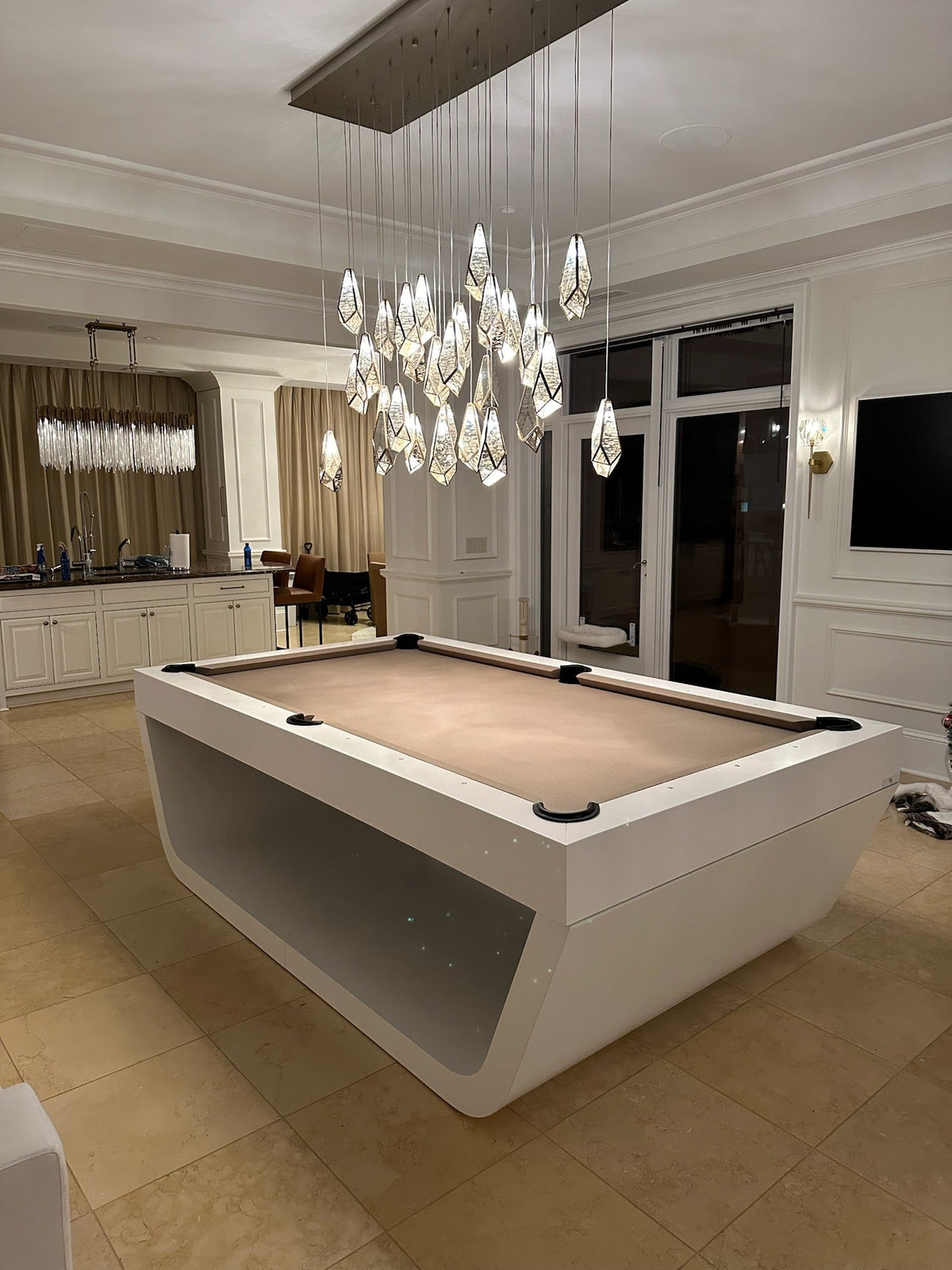 Sofia Modern Luxury Billiards Table – Contemporary Slate Pool Table | Solid Hardwood Frame | 3-Piece Precision Slate | Leather Drop Pockets | Matte or High-Gloss Finish.