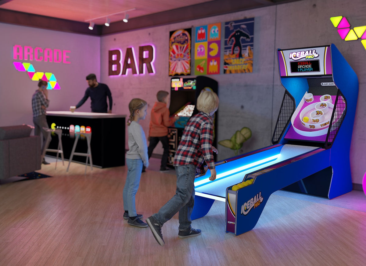 Ice Ball Pro Home Skee-Ball Arcade by ICE Games, 10-foot LED alley roller with customizable colors and multiplayer game modes.