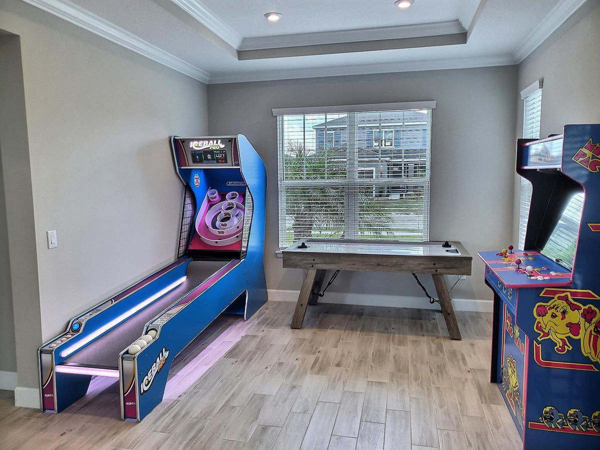 Ice Ball Pro Home Skee-Ball Arcade by ICE Games, 10-foot LED alley roller with customizable colors and multiplayer game modes.