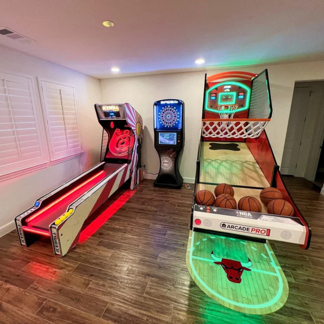 Ice Ball Pro Home Skee-Ball Arcade by ICE Games, 10-foot LED alley roller with customizable colors and multiplayer game modes.