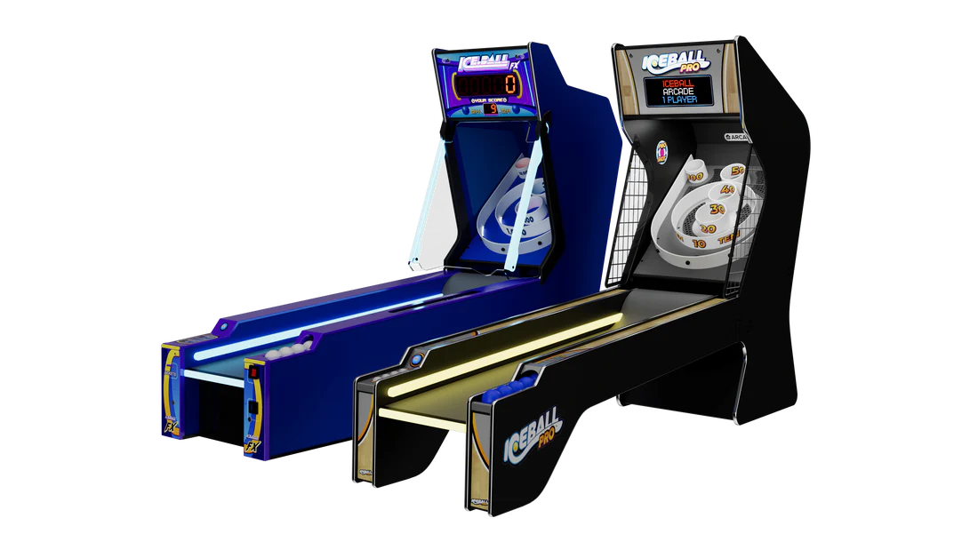 Ice Ball Pro Home Skee-Ball Arcade by ICE Games – 10&#39; LED Alley Roller | Black, Blue, or Pink Customization | 5 Multiplayer Game Modes | Free Play | Home Game Room
