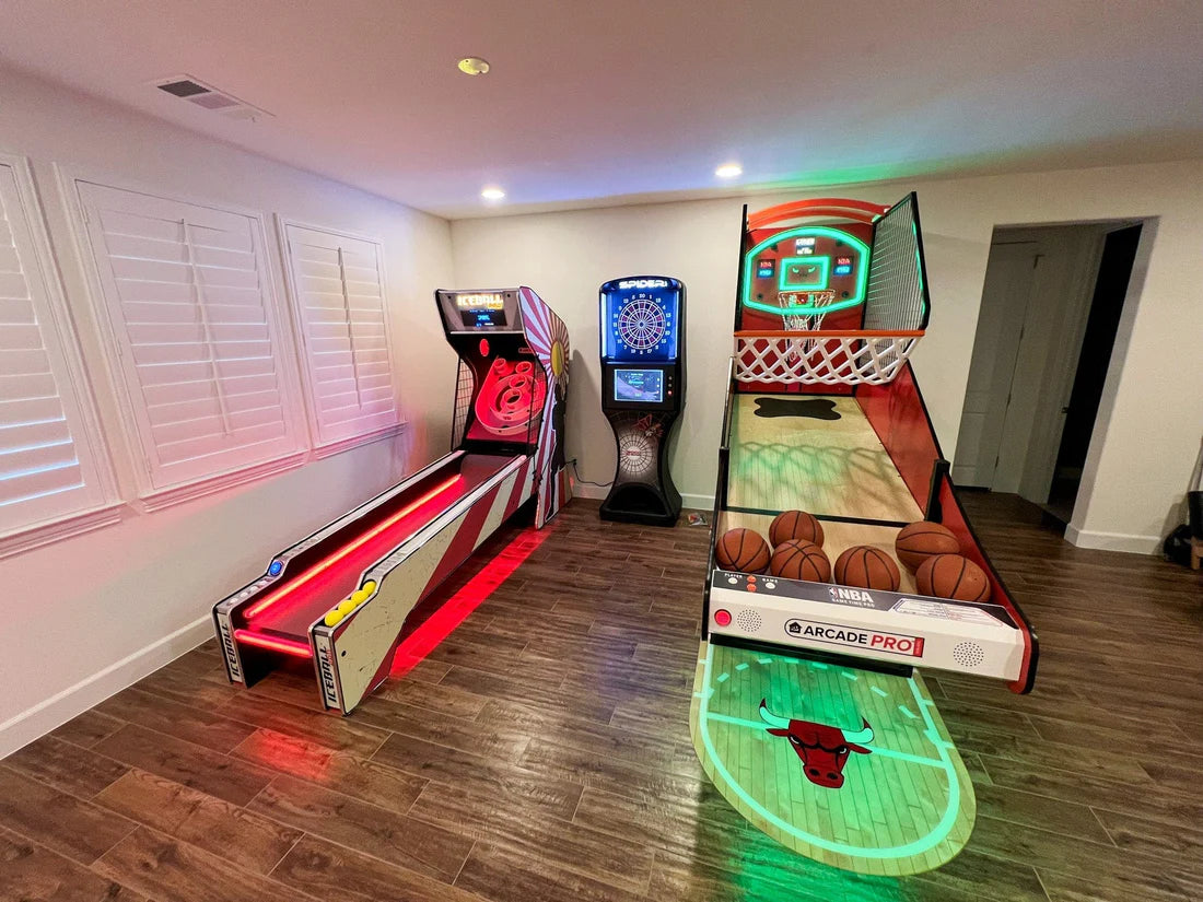 Ice Ball Pro Home Skee-Ball Arcade by ICE Games – 10&#39; LED Alley Roller | Black, Blue, or Pink Customization | 5 Multiplayer Game Modes | Free Play | Home Game Room