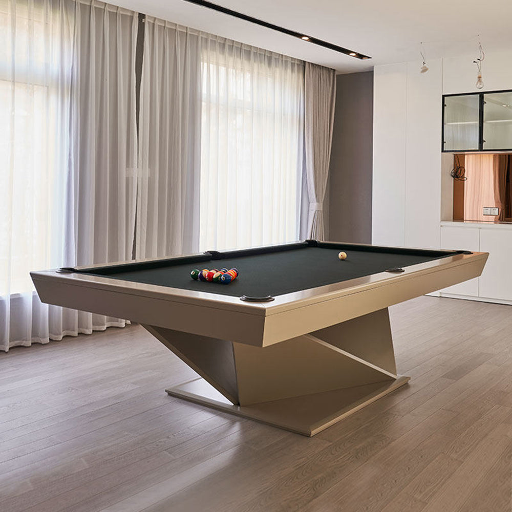Kyoto Luxury Slate Pool Table - Modern Minimalist Billiards Table | Origami-Inspired Design | Solid Hardwood | 3-Piece Precision Slate | Leather Drop Pockets.