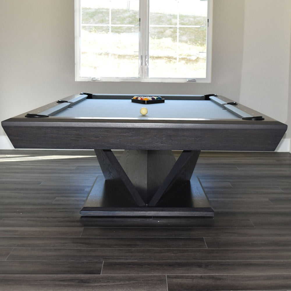 Kyoto Luxury Slate Pool Table – Modern Minimalist Billiards Table | Origami-Inspired Design | Solid Hardwood | 3-Piece Precision Slate | Leather Drop Pockets.