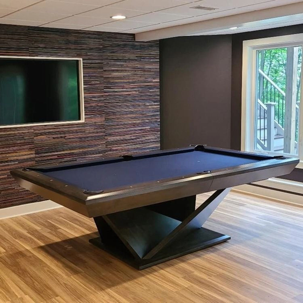 Kyoto Luxury Slate Pool Table – Modern Minimalist Billiards Table | Origami-Inspired Design | Solid Hardwood | 3-Piece Precision Slate | Leather Drop Pockets.