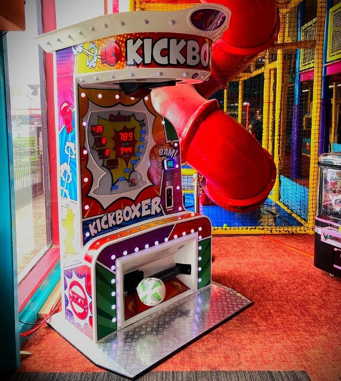 Kick-Boxer Combo arcade machine featuring punch and kick targets, digital scoring, and full-body boxing gameplay