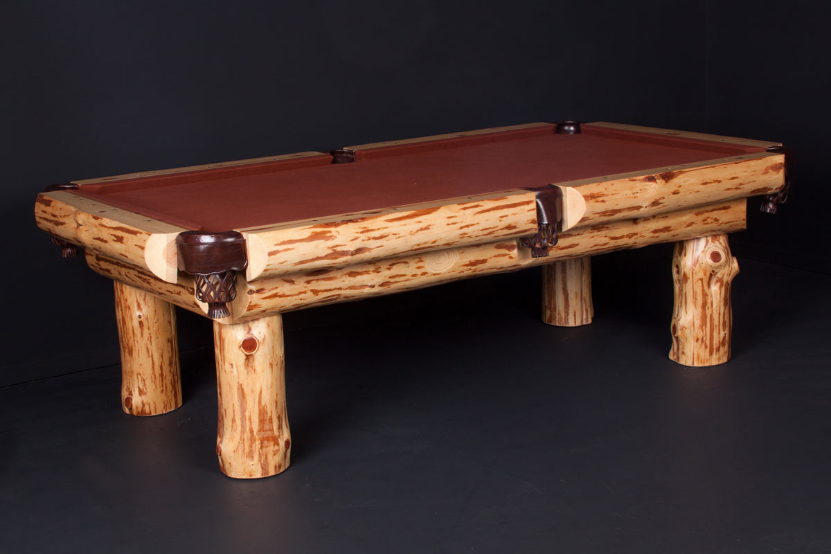 Klondike Log Rustic Pool Table side view