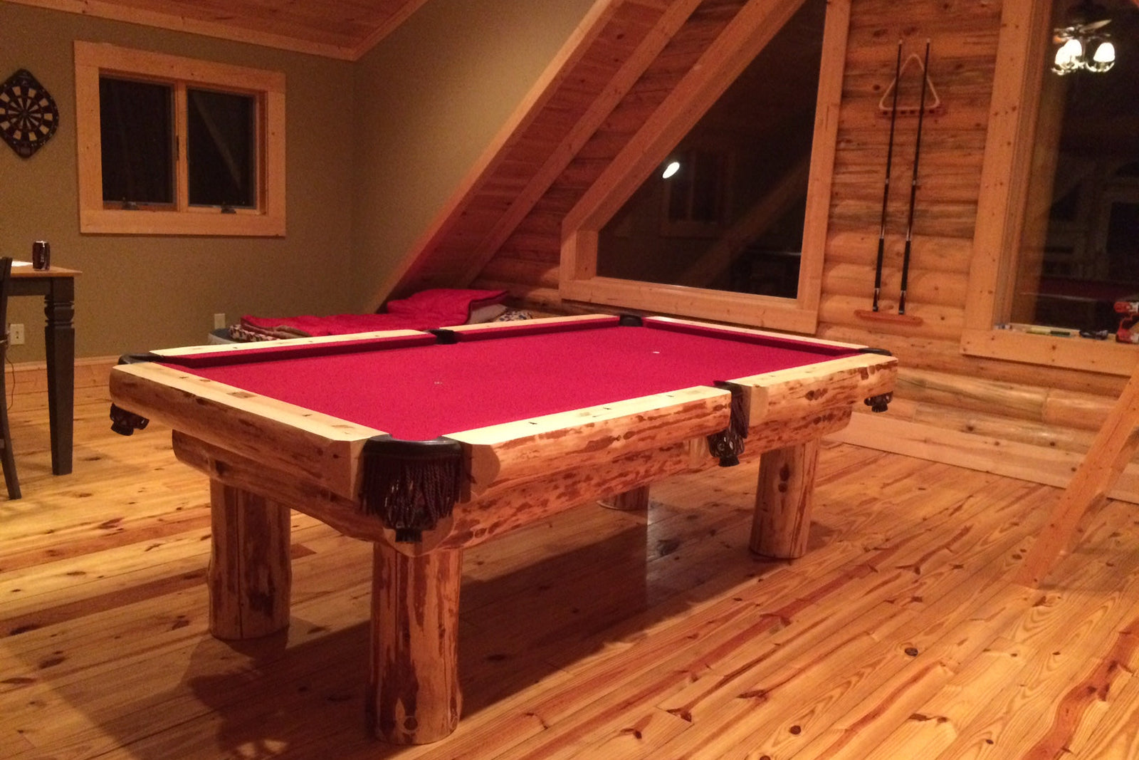 Klondike Log Rustic Pool Table side view