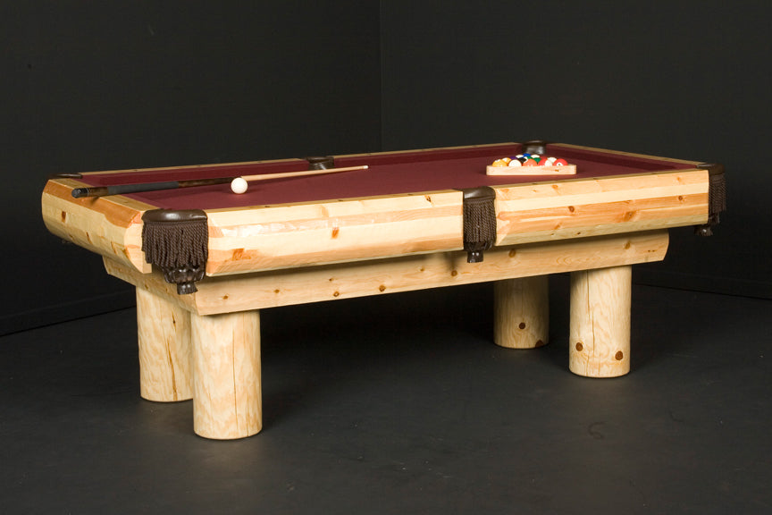 Ponderosa Pine Rustic Log Pool Table – Handcrafted Country Cabin Billiard Table