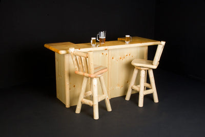 Rustic Log Bar - Solid Pine with Liquid Glass Top