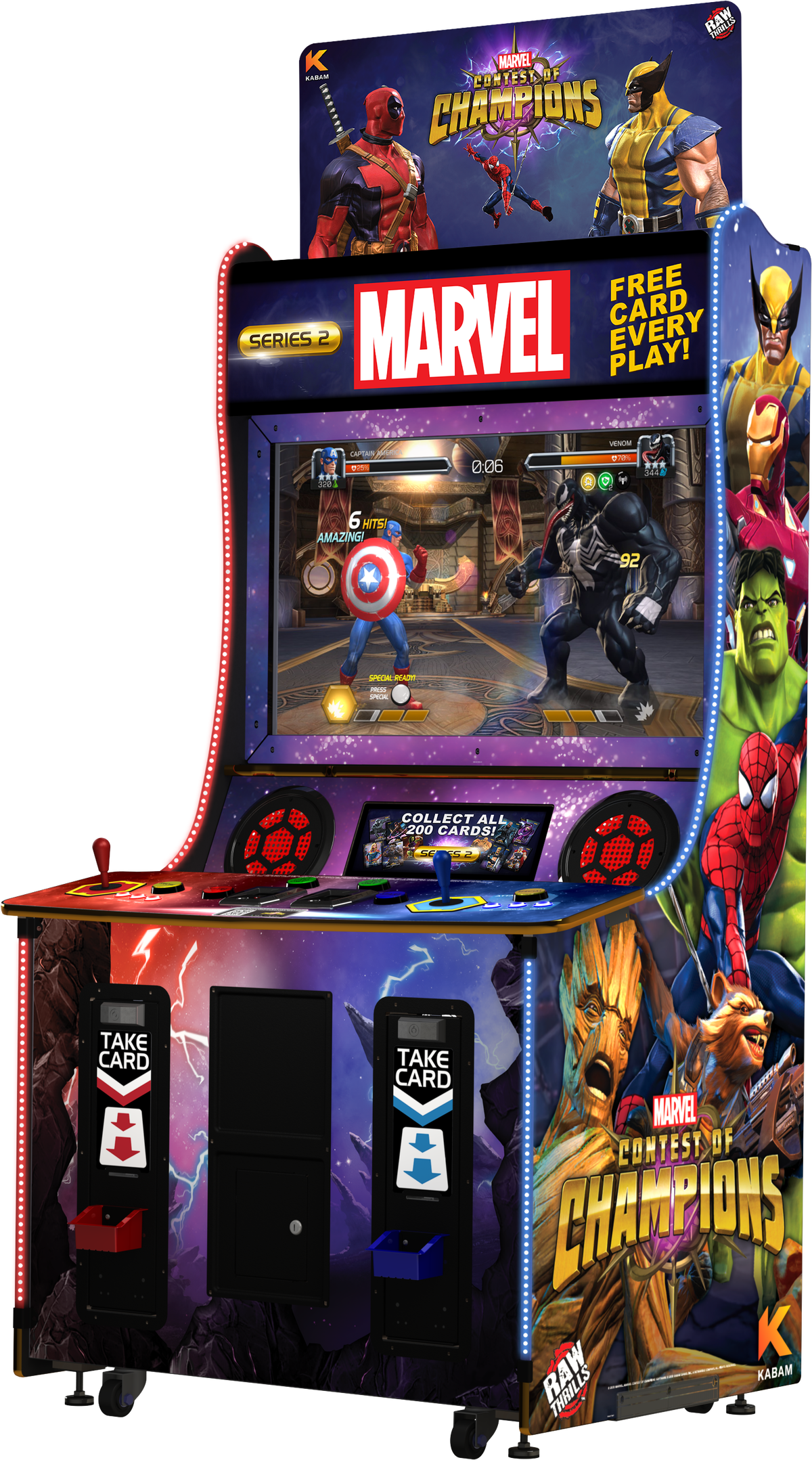 Marvel: Contest of Champions Arcade Machine – 2 Player 3v3 Fighting Game | Raw Thrills &amp; Kabam | 43&quot; HD Display | Collectible Champion Cards | Official Marvel Heroes.