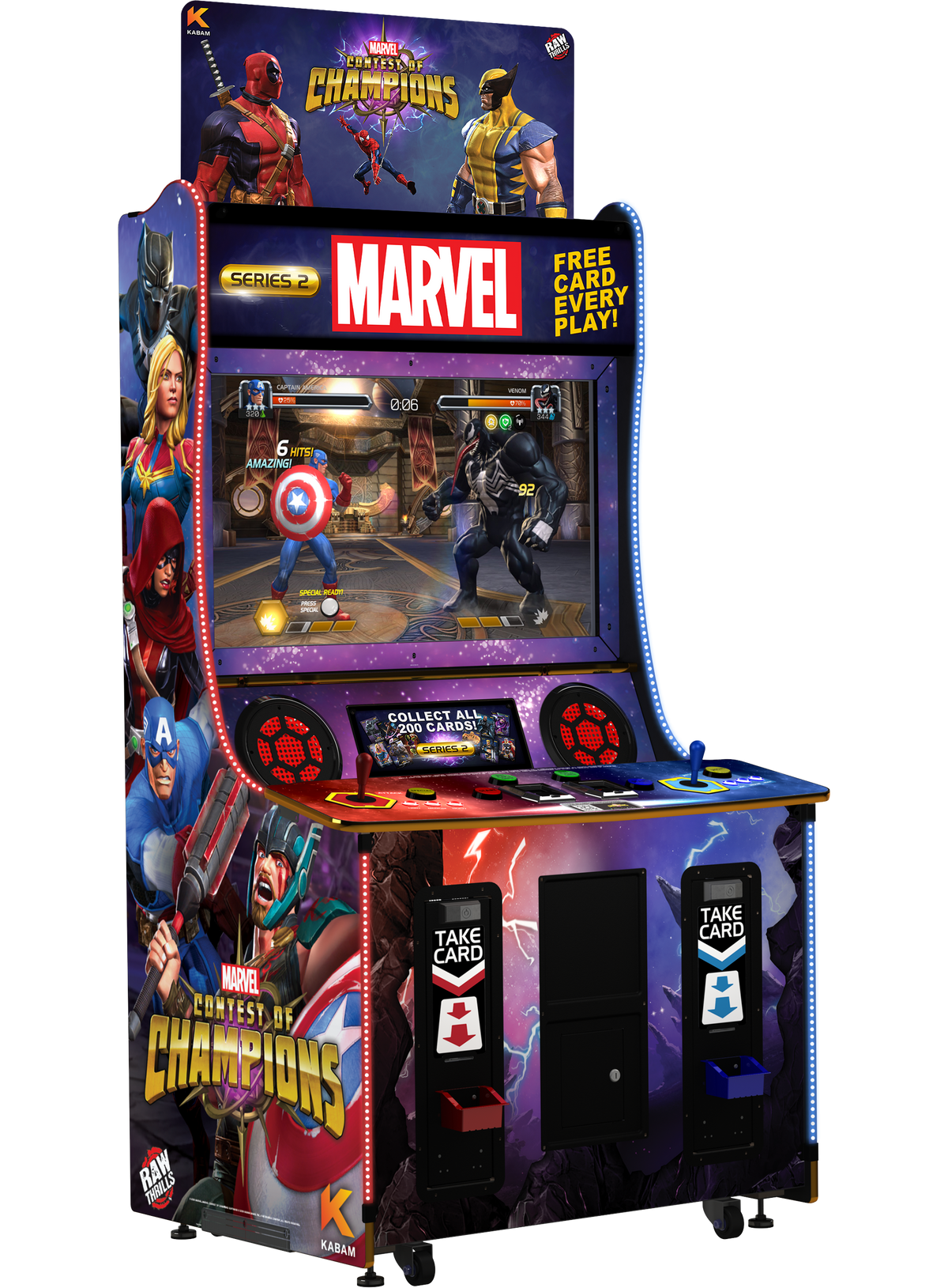 Marvel: Contest of Champions Arcade Machine – 2 Player 3v3 Fighting Game | Raw Thrills &amp; Kabam | 43&quot; HD Display | Collectible Champion Cards | Official Marvel Heroes.