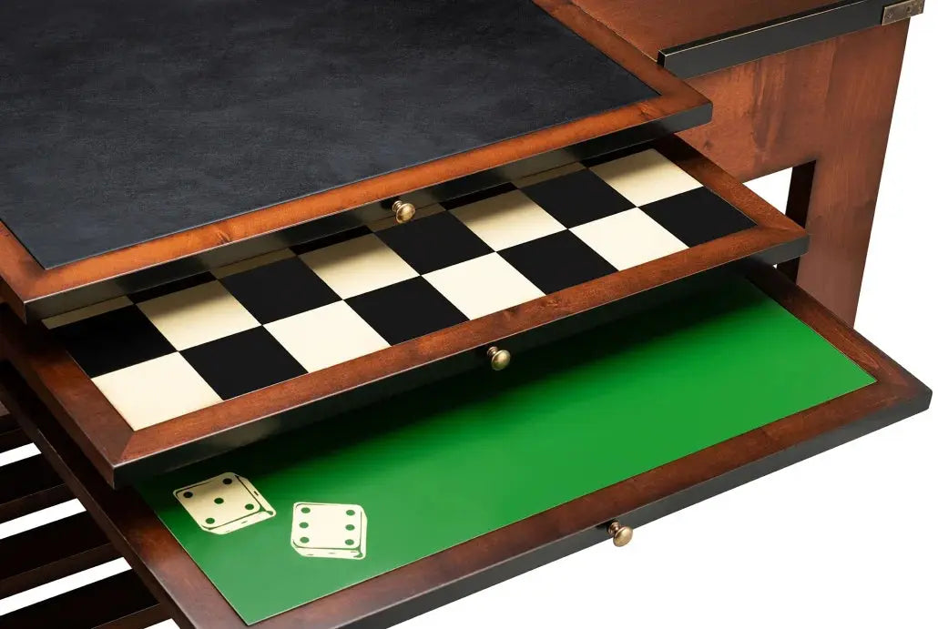 Convertible 4-in-1 Game &amp; Coffee Table w/Checker &amp; Poker Board by Authentic Models.