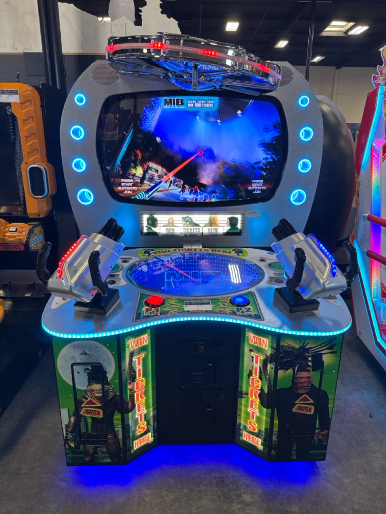 Men in Black skill-based video redemption arcade machine with interactive shooting gameplay and themed graphics